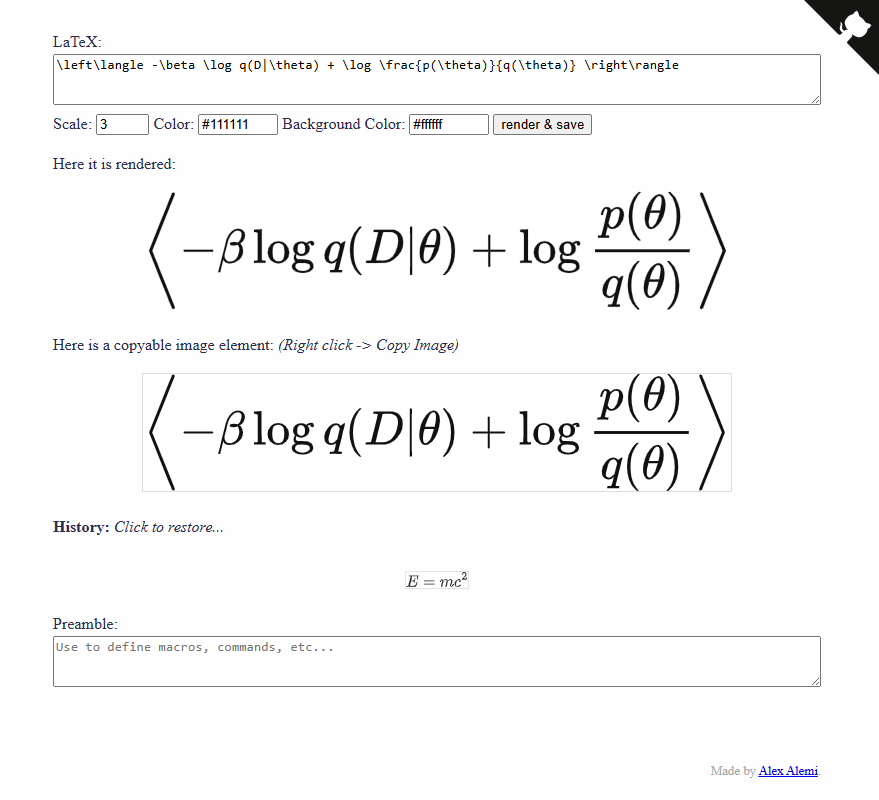 A screenshot of texpad.alexalemi.com.
